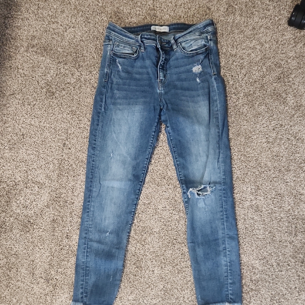 Flying Monkey Distressed Skinny Jeans in Blue